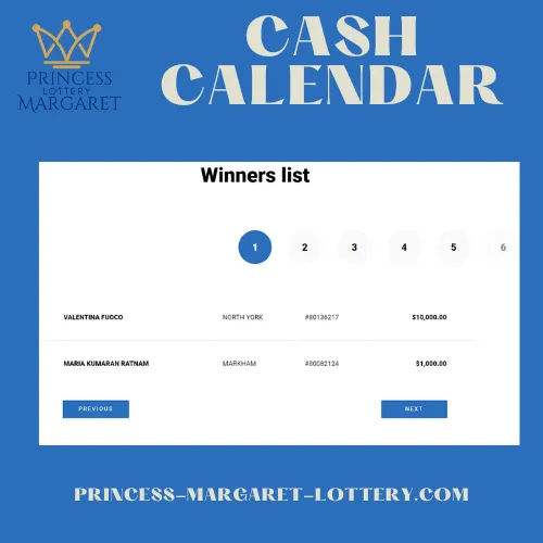 princess margaret cash calendar winners